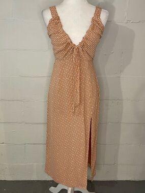 Abercrombie & Fitch Peach Tie-Front Maxi Dress
